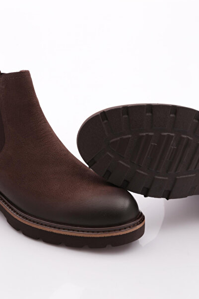 DGN Erkek Strech Detaylı Bot Hakiki Deri Kahve Nubuk 26131023210