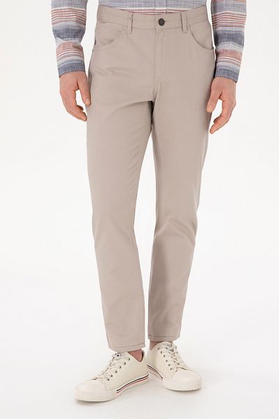 U.S. Polo Assn. Men's Stone Slim Fit Canvas Trousers 50309119-Vr049