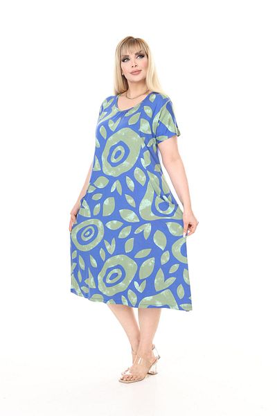mezura tekstil Rochie de vară pentru femei de mărime mare, cu buzunare duble, până la genunchi, cu mânecă scurtă, lungime midi, din bumbac pieptănat din viscoză