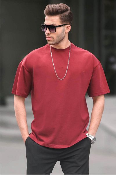 Madmext Ανδρικό μπλουζάκι Claret Red Oversize Fit Basic 6066