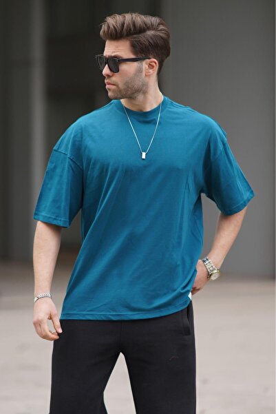 Madmext Muška petrol plava majica oversize kroja 6066