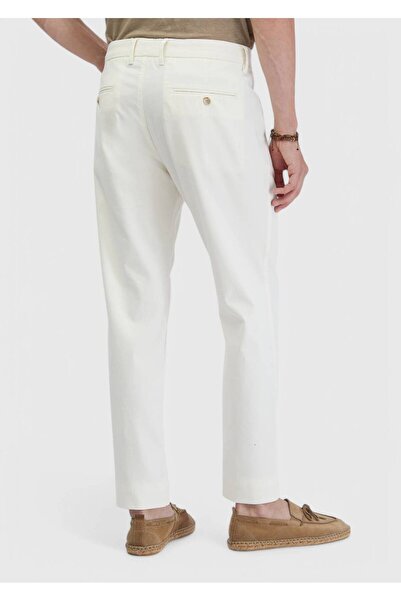 Ramsey Ekru Düz Dokuma Regular Fit Casual Pamuk Karışımlı Pantolon