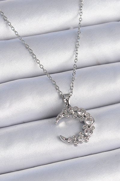 Skygo 316L Steel Chain Silver Color Zircon Stone Crescent Model Women's Necklace - Tj-Bko9355