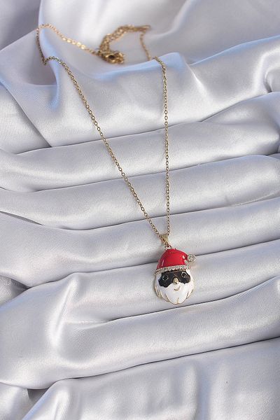 Skygo Gold Colored 316L Santa Claus Figured Zircon Stone Women's Necklace - Tj-Bko9445