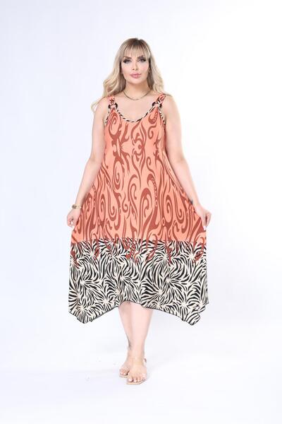 mezura tekstil Summer Strap Combed Cotton Asymmetrical Cut skirt Large Size Dress