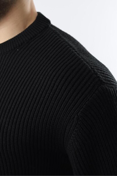 Madmext Μαύρος Πλεκτός Κύκλος Μπλούζα Ανδρική E7410