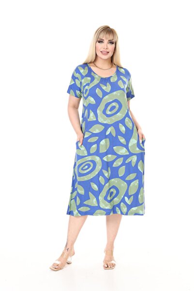 mezura tekstil Μεγάλο μέγεθος Γυναικείο Καλοκαιρινό Διπλή Τσέπη Κοντό μανίκι μίντι μήκους βισκόζη χτενισμένο βαμβακερό φόρεμα