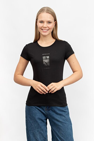 Armani Exchange Kadın Bisiklet Yaka T-Shirt Siyah