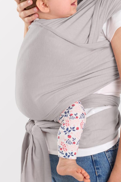 Calico % 100 Organik Baby Wrap Sling - Bebek Taşıma Şalı / Gri Renk - Taşıma Kesesi & Şapka - Hediyeli Ürün