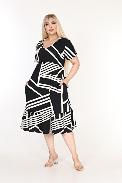 mezura tekstil plus size v λαιμόκοψη κοντό μανίκι φούστα με κορδόνι κομψό χτενισμένο βαμβακερό μίντι φόρεμα