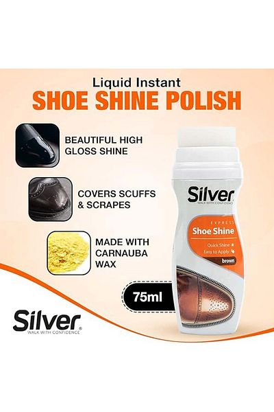 Silver ملمع احذية سائل فوري من سيلفر(أسود، 75 مل)