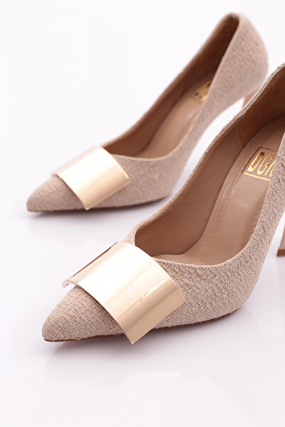DGN Kadın Topuklu Ayakkabı Bej Şanil 23611022859