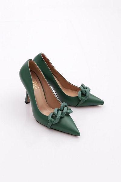 DGN Women's High Heel Shoes Green Skin 2361332859