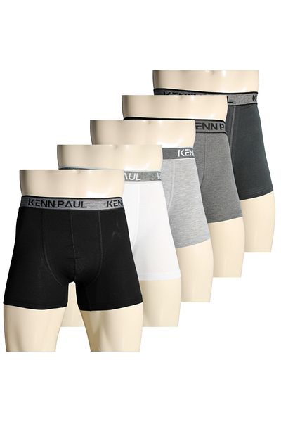 Kennpaul 5 Pack Men's Plain Gray Tone Cotton Boxers |   Soft Fabric |   Comfortable Boxer