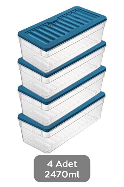Meleni Home Set of 4 Deep Microwave Compatible Organizers 2470ml Blue