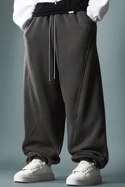 North London Men's Three Thread Anthracite Oversize Sweatpants with French Piece Detail