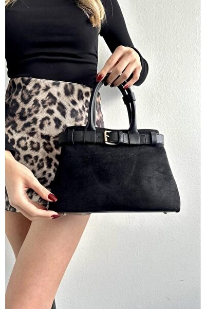 Berlin bags حقيبة يد نسائية أنيقة من جلد الغزال مع تفاصيل حزام مزدوج العينين