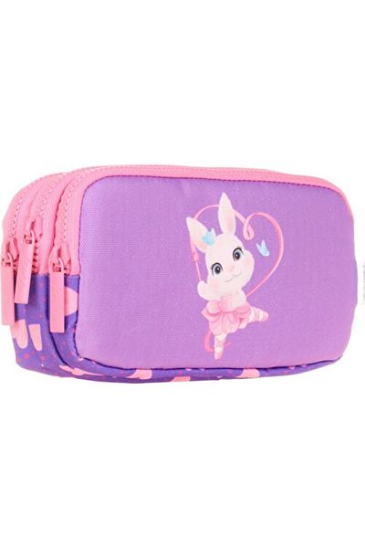 KAUKKO Geantă pentru creion cu 3 compartimente pentru copii (CUBE RABBIT)