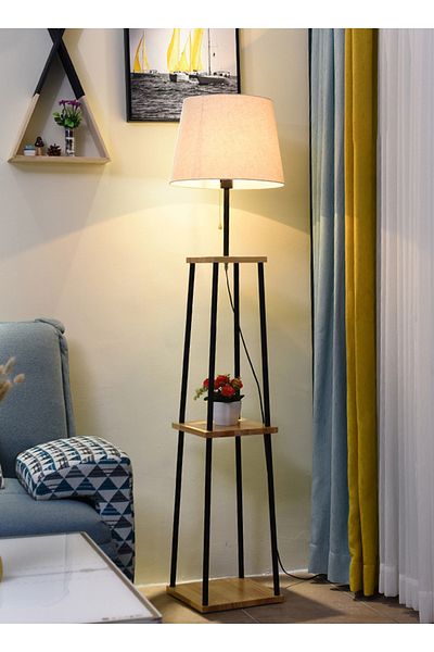 sharpdo Adjustable 2-Color Light Vertical Floor Lamp with Storage Rack, Suitable for Living Room, Bedroom