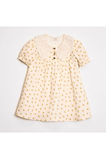 OZZY KİDS Girl's Collared Muslin Fabric Dress