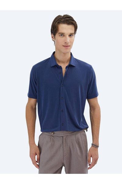 Kip Πουκάμισο Indigo Δίχρωμο Regular Fit Casual