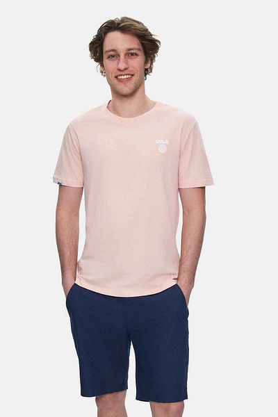 UCLA Bass Dusty Pink Crew Neck Printed Standard Fit Men's Tshirt