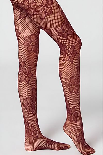 Bella Passo New Model Pantyhose with Floral Pattern and Mesh