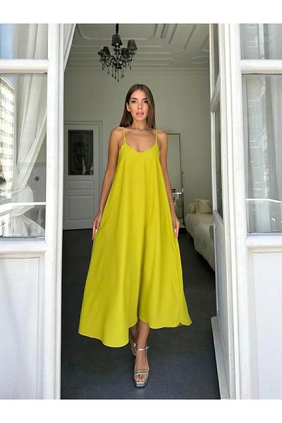 eren büyük beden Women's Aerobin Fabric Adjustable Strap Long Dress