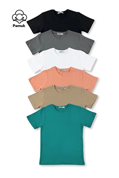 MK Mukko Kids Κορίτσια Αγόρια Σετ 6 Μπλουζάκια Basic Design Απλό κοντομάνικο ...