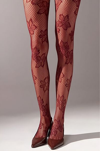 Bella Passo New Model Pantyhose with Floral Pattern and Mesh