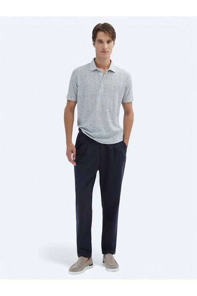 Kip Beige Printed Polo Neck Cotton Blended T-Shirt