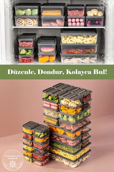 Vienev 32' Refrigerator Organizer Microwave Safe Gray Storage Container and Organization
