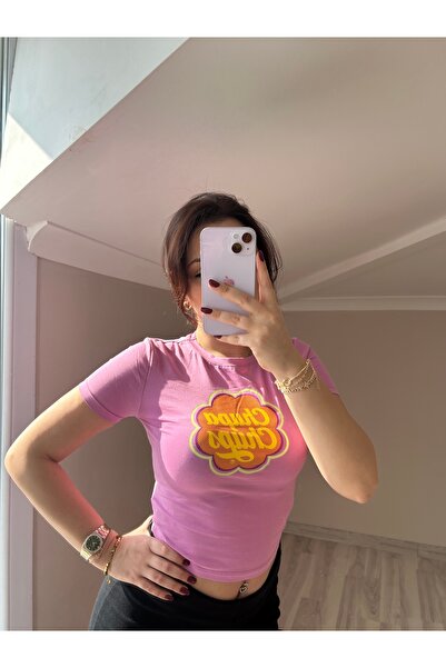 Kadın Pembe Slimfit Kısa Kollu T-Shirt