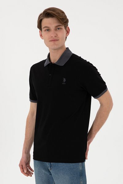 U.S. Polo Assn. Men's Regular Fit Polo Neck Black Basic T-Shirt 50305989-Vr046