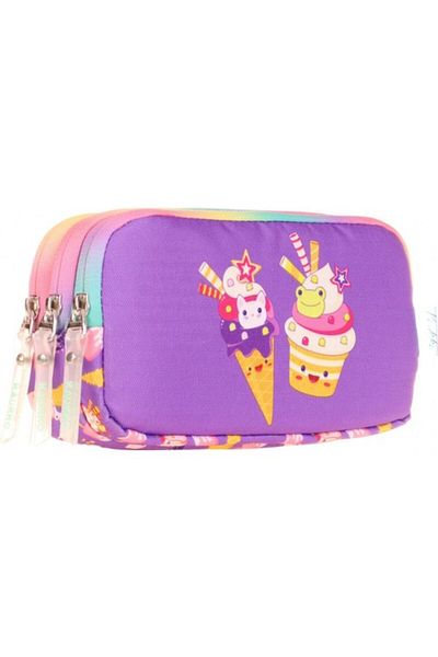 KAUKKO Purple Ice Cream - Geantă pentru creion pentru fete cu trei compartimente