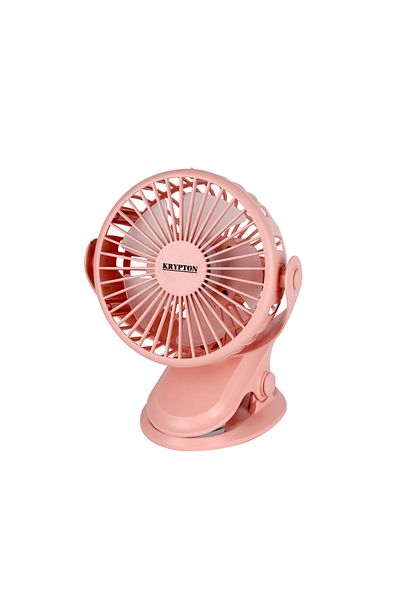 KRYPTON 5" Rechargeable Mini Fan With Led Light, 3 Speeds, 1500mah Battery, For Home & Office