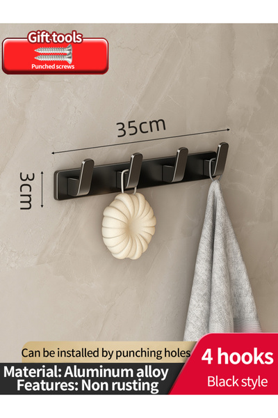 Choice خطاف black4hook بدون مثقاب من الألومنيوم، خطاف مطبخ بدون ثقب، خطاف ملابس للحمام، خطاف رف تخزين