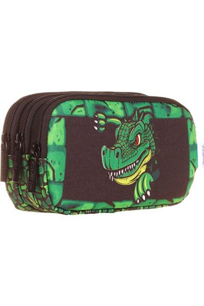 KAUKKO Boy's Green Dragon Pencil Bag - Τρεις Διαμερίσματα