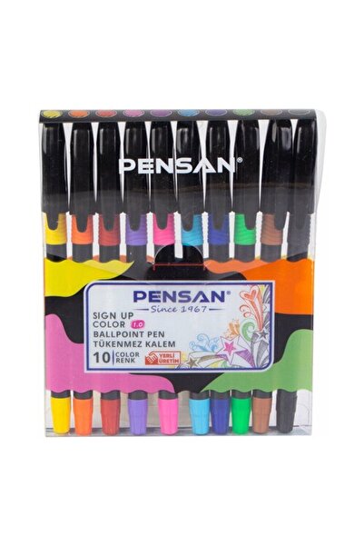 Pensan Tükenmez Kalem Renkli 10 Lu