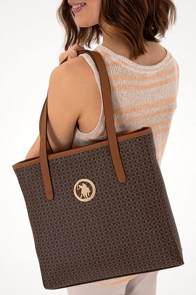 U.S. Polo Assn. حقيبة كتف نسائية بنية 50311446 -vr029