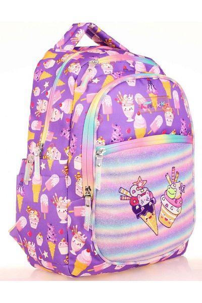 KAUKKO Kids Backpack (Silvery-Embroidered Ice Cream)Krn-L5141