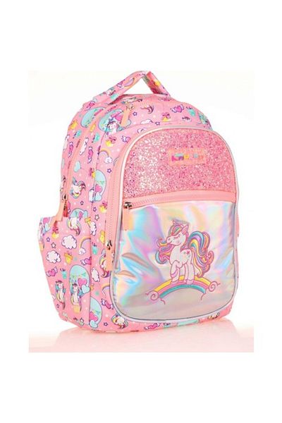 KAUKKO Rucsac de școală pentru fete cu model unicorn și piatră în oglindă