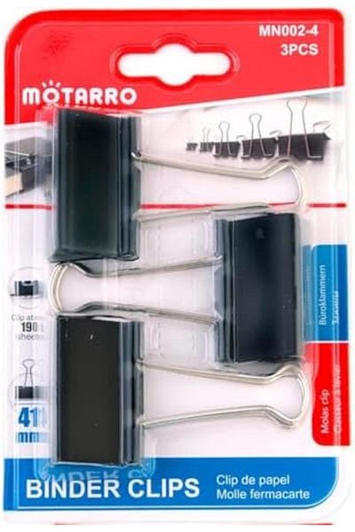 MOTARRO MN002-4 Binder Clips 2-Pack, 41 mm Size, Black