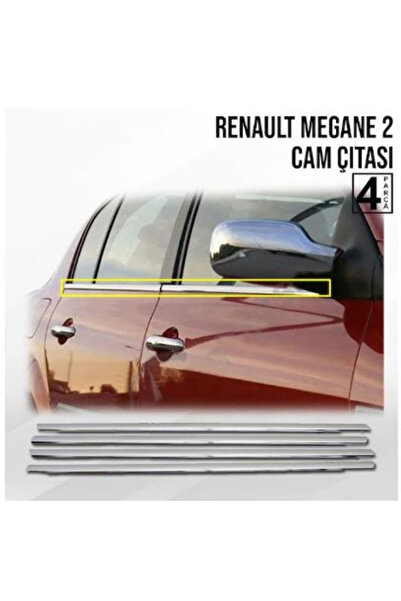 caralp Renault Megane 2 Sedan 2004-2010 Krom Cam Çıtası 4 Kapı 4 Parça Paslan...