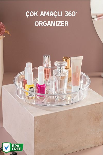 Nandy Home Single Tier, Multi-Purpose, Organizer Revolving Shelf Transparent