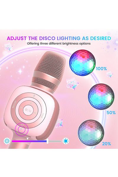 FlashHawk Wireless Bluetooth Karaoke Microphone & Speaker with Disco Ball Light