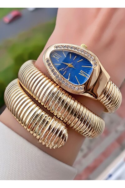 Merand ساعة ثعبان ذهبية اللون، ساعة ملفوفة، ساعة يد نسائية