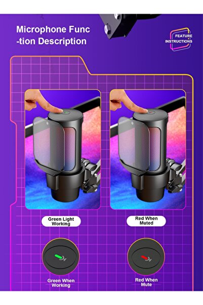 FlashHawk ميكروفون USB للألعاب مع ذراع ذراع وفلتر بوب، ميكروفون مكثف USB للتسجيل