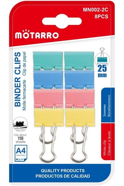 MOTARRO Binder Clips Multicolour 8pcs - MN002-2C