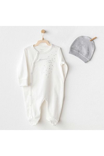 andywawa Ac25705 Mommy's Little Star Jumpsuit Set Ecru